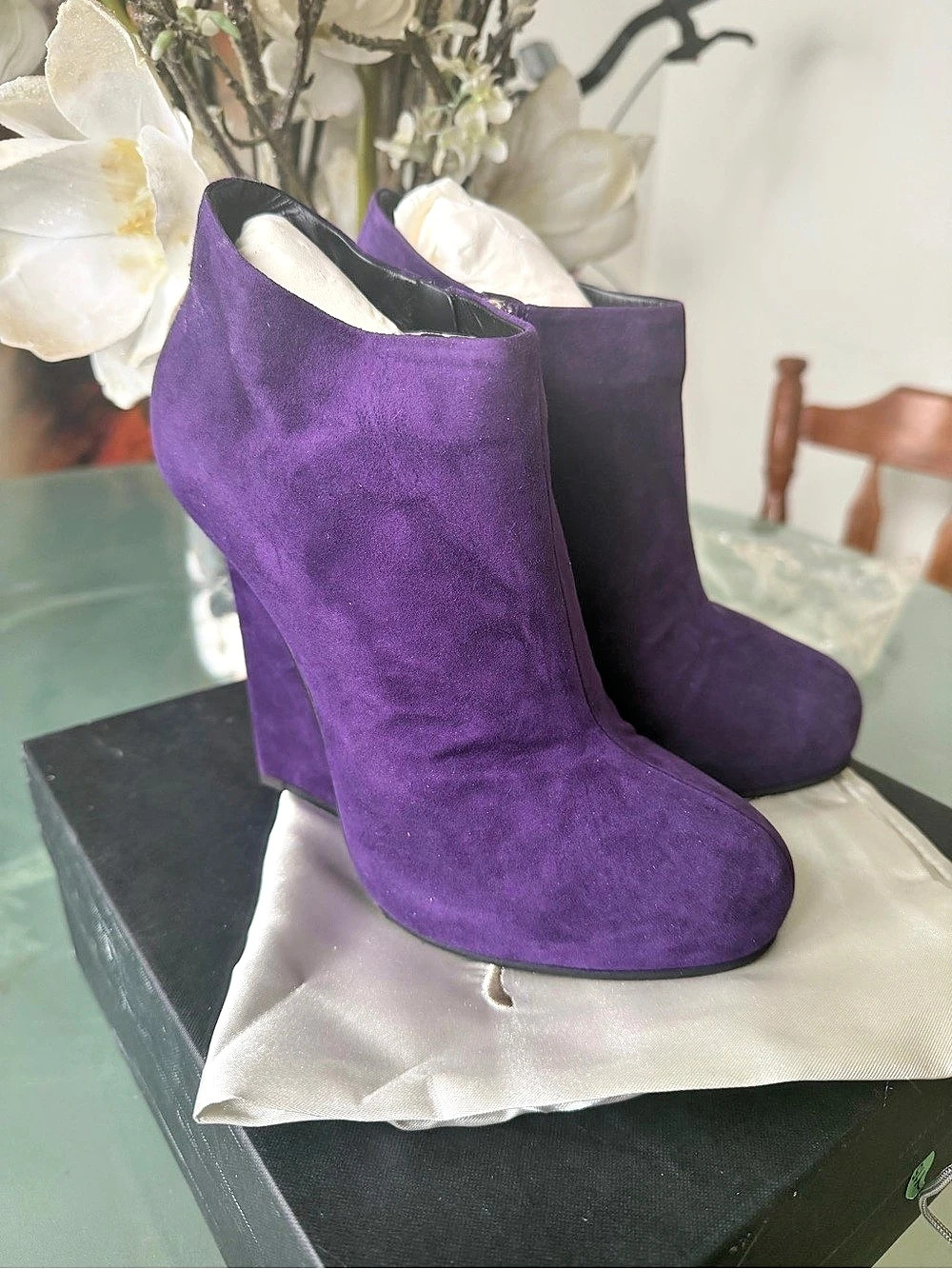 Giuseppe Zanotti Suede Purple Heeled Ankle Boots 38